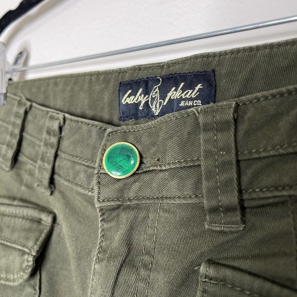 Vintage Baby Phat Y2K Bratz Olive Army Green Low Rise Cargo Ankle Zip Pants Sz 7 - Picture 5 of 12